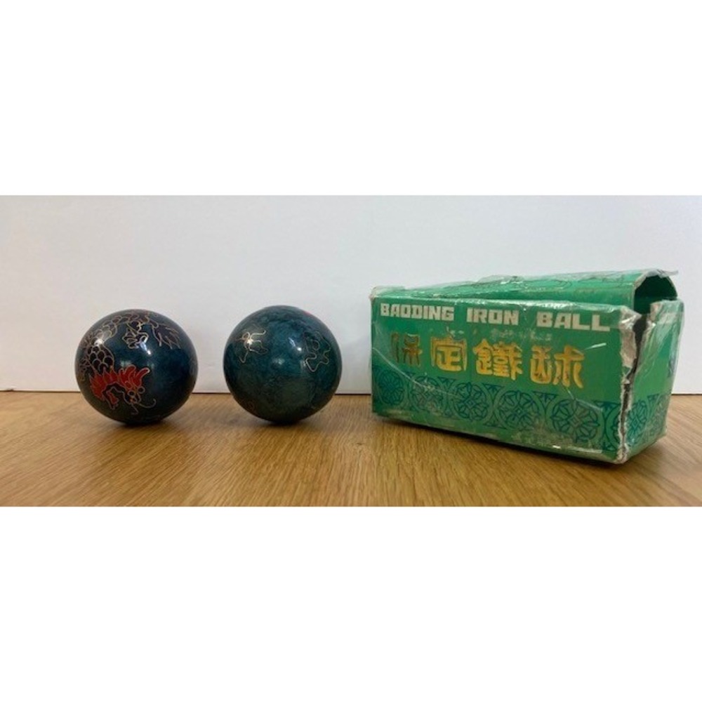 Shou Xing Baoding Iron Balls Unisex OS Teal Good Dragon Phoenix Chime Cloisonne